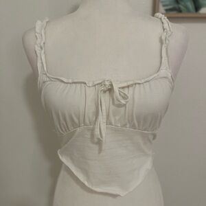 V Shaped Tie Front Top Shein
